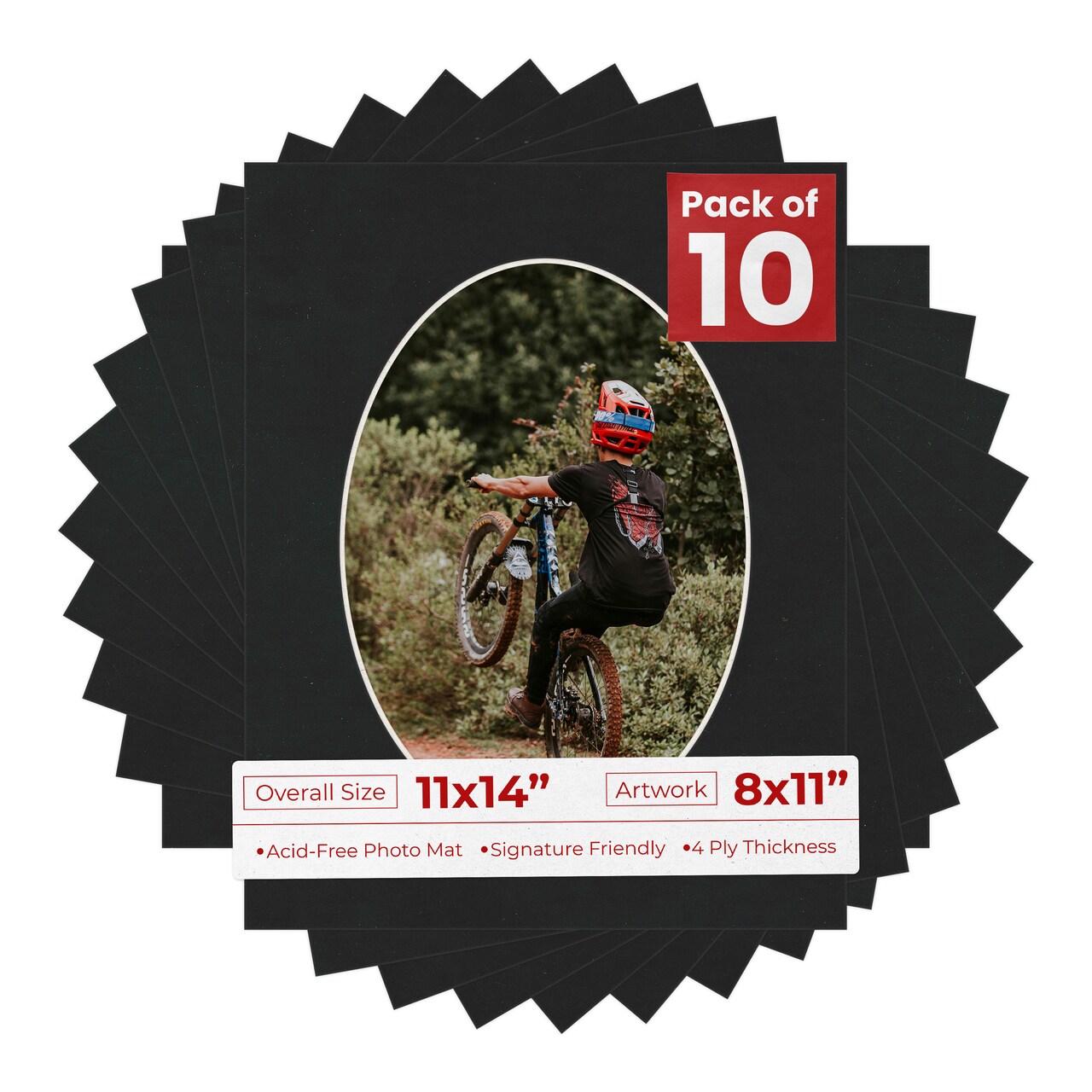 Black Suede Mat Board for 11x14 Frames - Oval Opening for 8x11 Photos